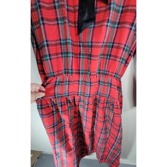 Vintage Lanz Originals Red Plaid Dress Size 12 – Made in USA - Picture 3 of 8
